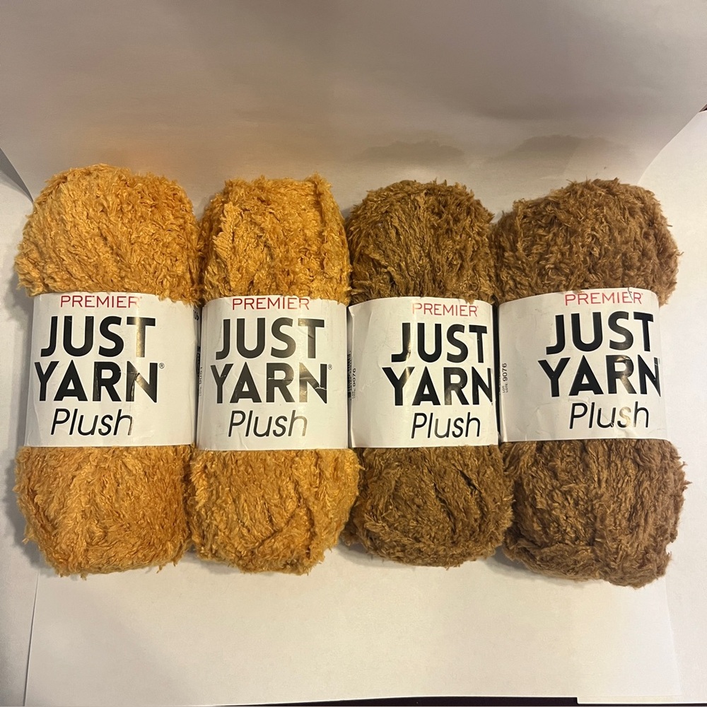 Lot of 4 NEW Premier Just Yarn Plush | Sunflower & Brown | Discontinued
